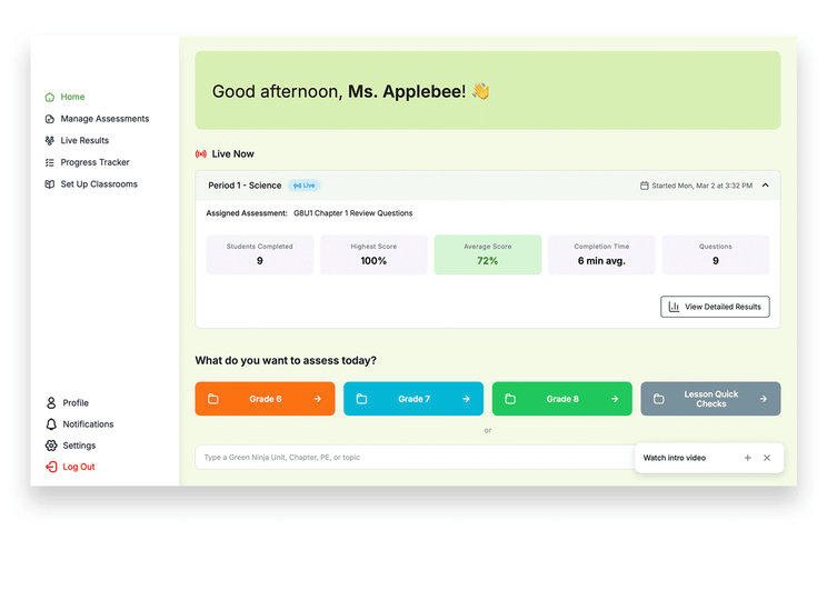 GIF of key features from Green Ninja's new assessment tool